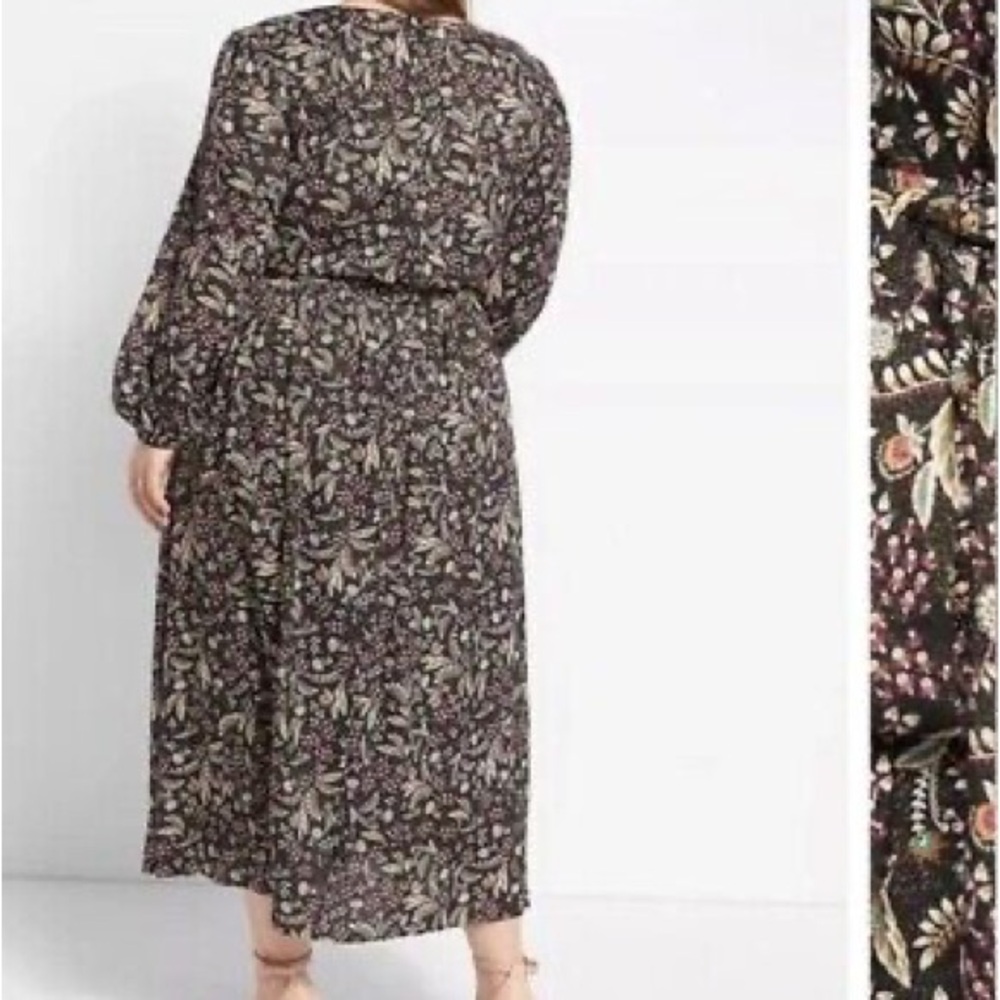 Lane Bryant wrap black white Sleeves print Midi Dress - Picture 4 of 16